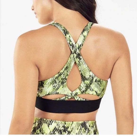 Fabletics Sports Bra Womens Size Ella Green Black High Support Front Zip - Picture 2 of 3
